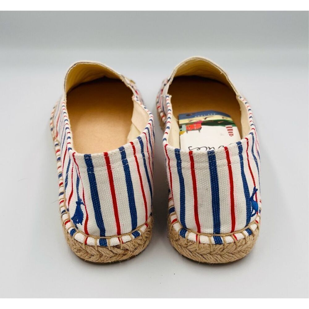 Joules Womens Shelbury Espadrilles Cream Stripe Blue Red Canvas Jute NWT Size 10 - Picture 3 of 8